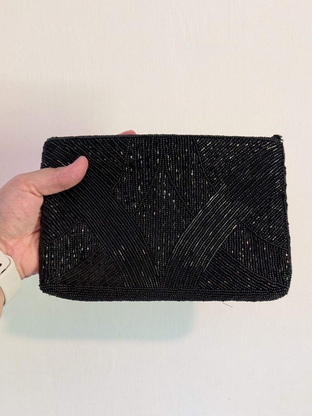 Carla Marchi Small Black Beaded Clutch Purse